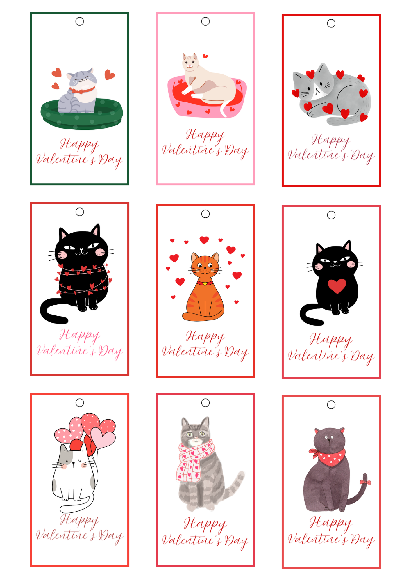 Cat Valentine Gift Tags
