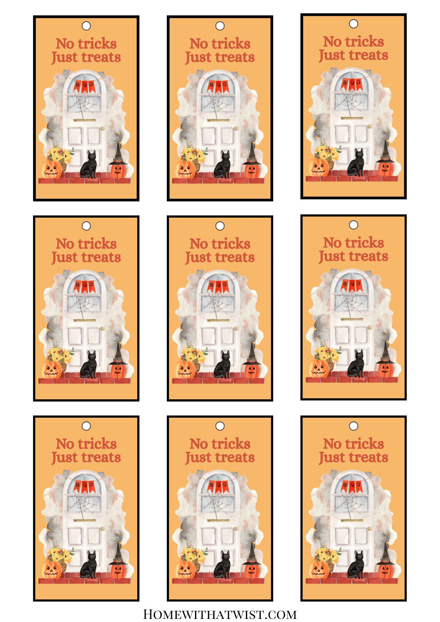 No Tricks Just Treats Gift Tag