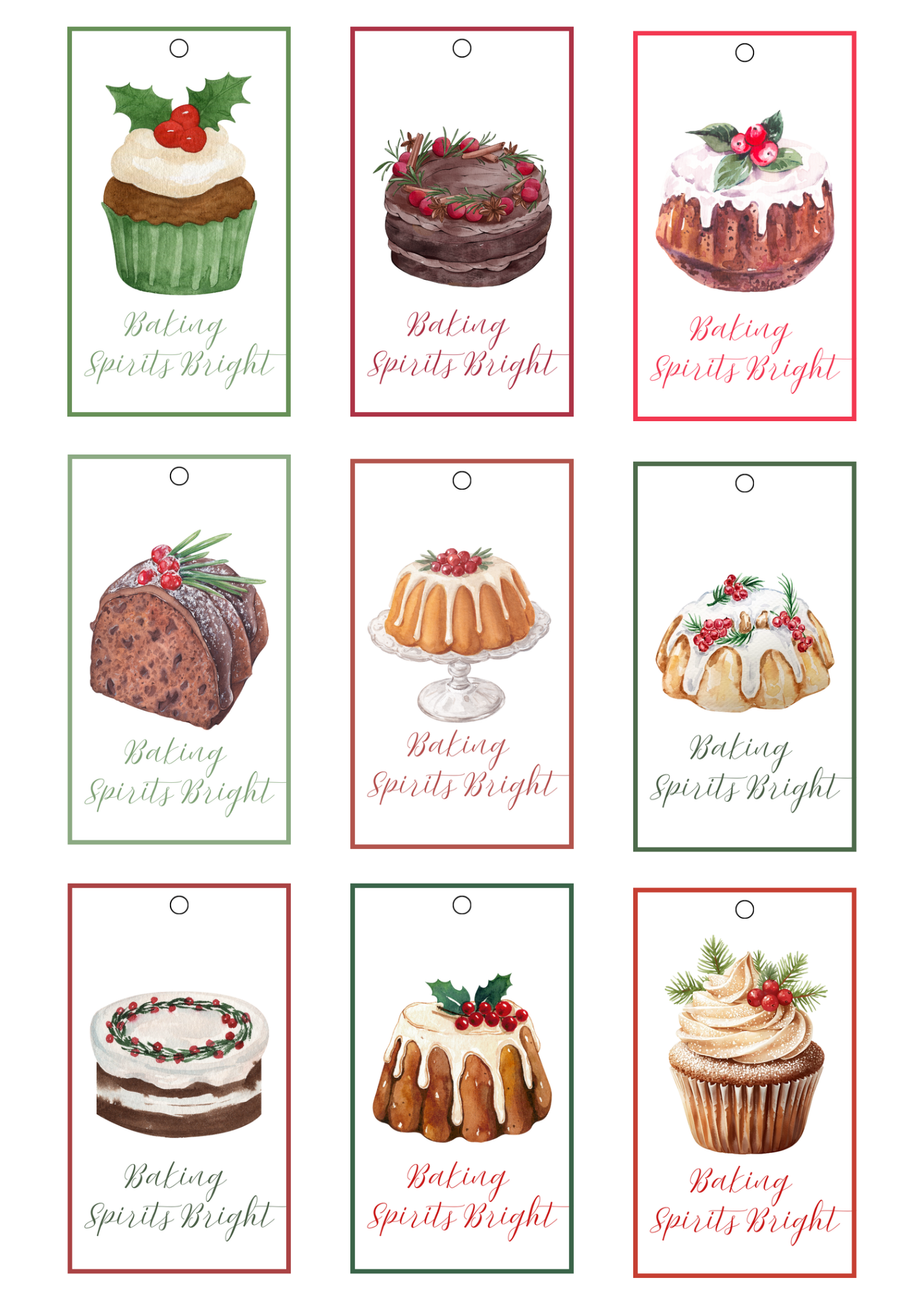Baking Spirits Bright - Christmas Gift Tags