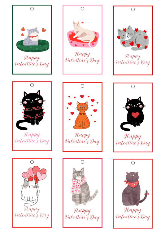 Cat Valentine Gift Tags