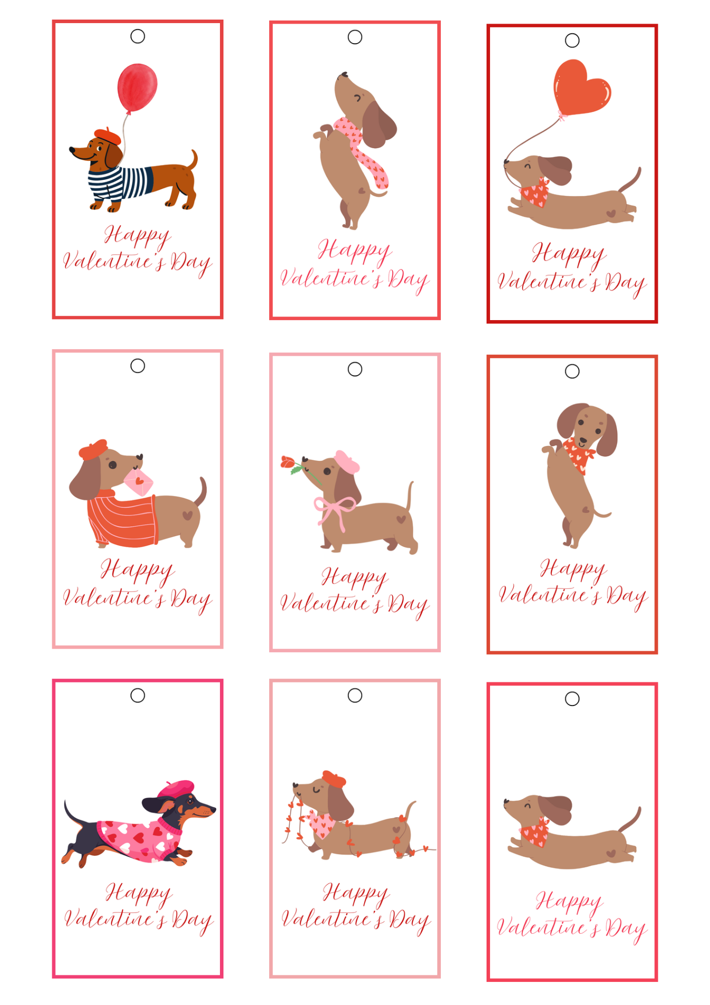 Dachshund Valentine Gift Tags