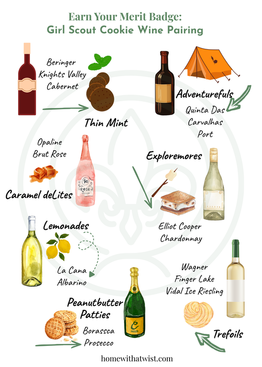 Girl Scout Cookie and Wine Pairing Card