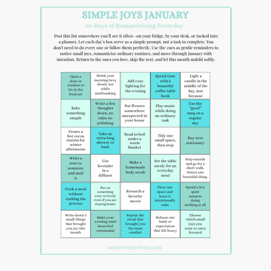Simple Joys January 30 Days of Romanticizing the Everyday