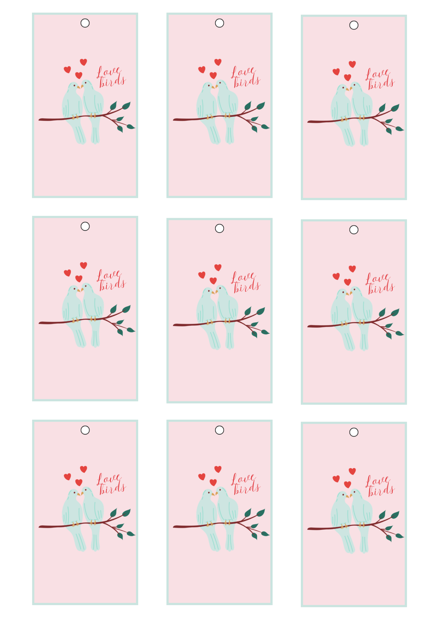 Love Bird Valentine Tags