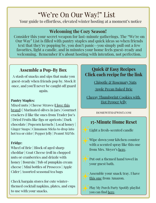 "We're on our way" Easy Winter Hosting Guide